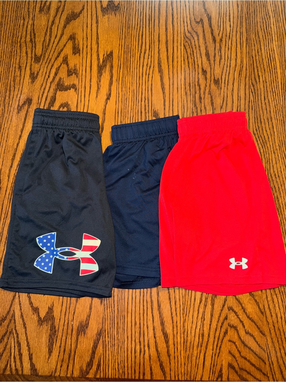Under Armour Kids' Active Shorts - Red & Navy + Blue pair